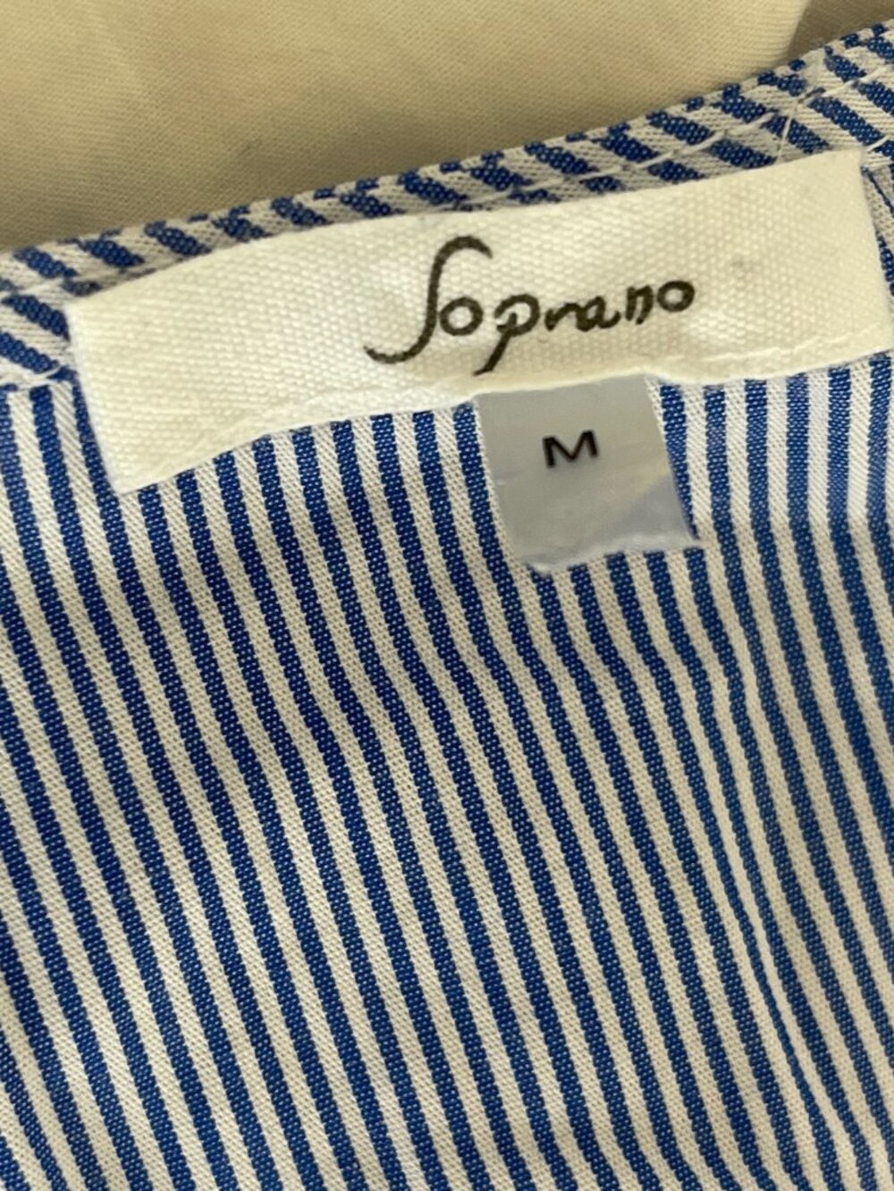 Ruffle Blue and White Stripe Wrap Dress in Medium - Picture 6 of 8